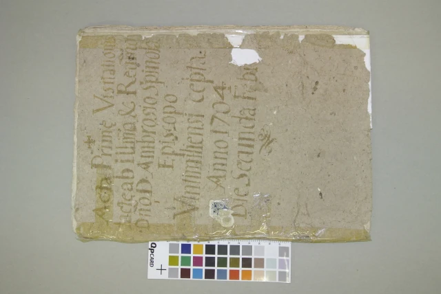 Legatura in cartone di tipo rustico prima del restauro